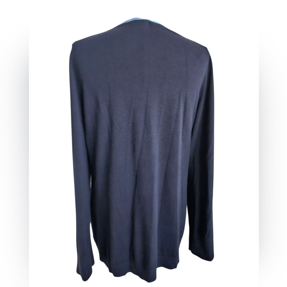 TALBOTS Super Soft Contrast Trim Navy Blue Cardigan | SZ M - Picture 3 of 12